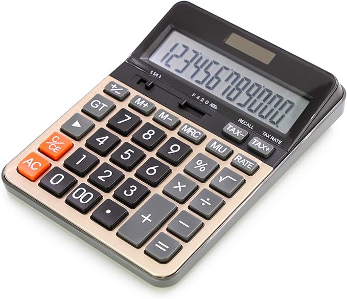 OFFIDIX Desktop Calculator with Large 12 Digit LCD Display, Solar Battery Dual Power, Perfect for Office, Home, School