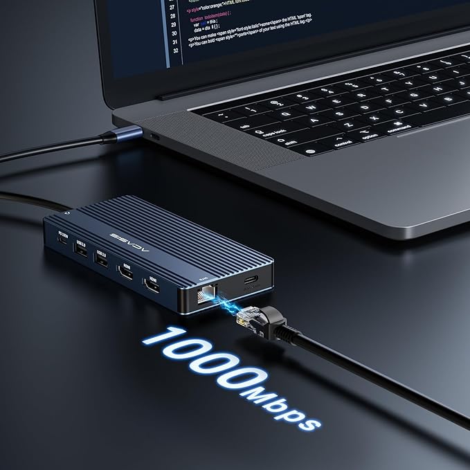 USB C Hub Docking Station Dual Monitor 2 HDMI 4K@60HZ,14 in 1 Laptop Docking Station 3 Monitor with 10Gbps(USB-c Video+Data,3*USB C,USB A) Ethernet,PD 100W,SD/TF,3.5mm Audio for Dell/HP/Lenovo