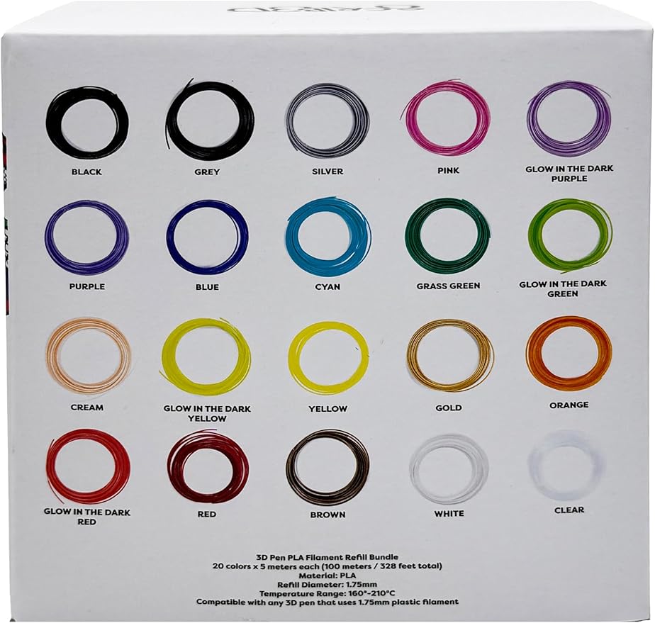 SCRIB3D P1 3D Printing Pen with 3 Starter Colors and PLA Refill Pack with 20 Assorted Colors