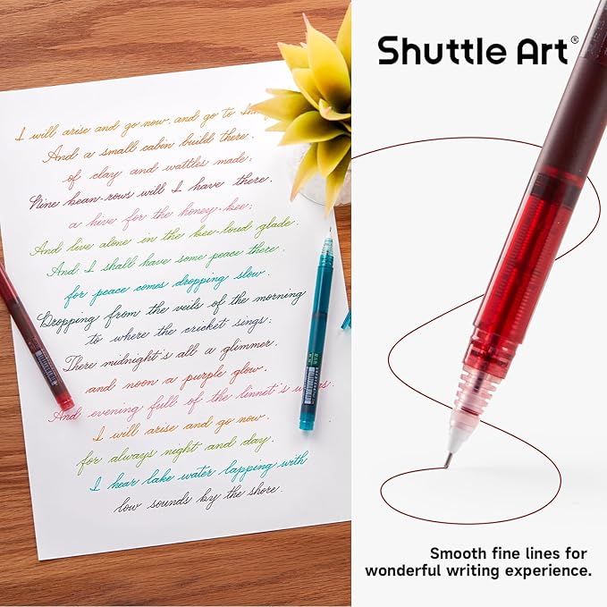 Shuttle Art Liquid Ink Rollerball Pens, 12 Vintage Colors Quick Drying 0.5mm Extra Fine Point Long Lasting for Writing Journaling Taking Notes Doodling School Office Home