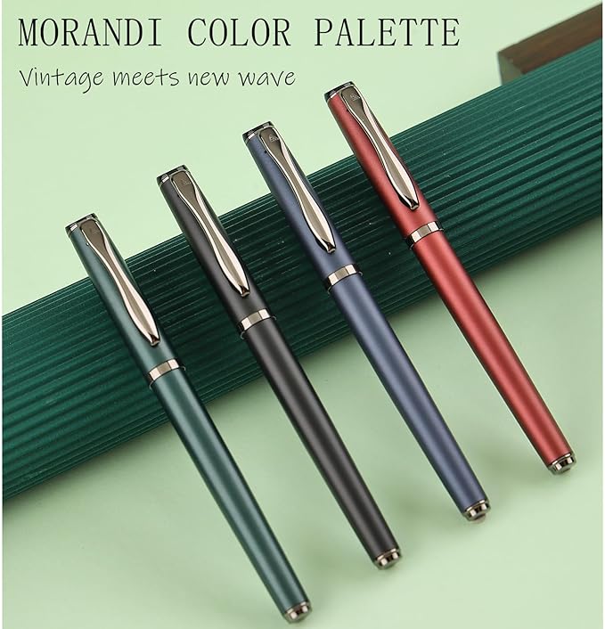 Liquid Ink Rollerball Pen,Luxury pen,Nice pen Metal pen Smooth writing stylish design effortless writing,fancy pens with gift case metal pen for Men & Women with 2 Refills-Blue