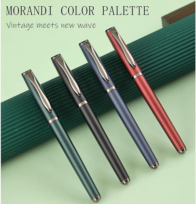 Liquid Ink Rollerball Pen - Luxury Metal Pen with Smooth Writing, Stylish Design, Effortless Writing, Fancy Gift Case for Men & Women, Includes 2 Refills - Pear Red