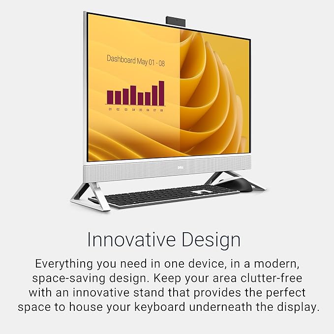 Dell 27 All-in-One Desktop ec27250-27-inch FHD (1920 x 1080) Display, Intel Core 7 Processor 150U, Intel Graphics, 16GB DDR5 RAM, 1TB SSD, Windows 11 Home, Onsite Service - White