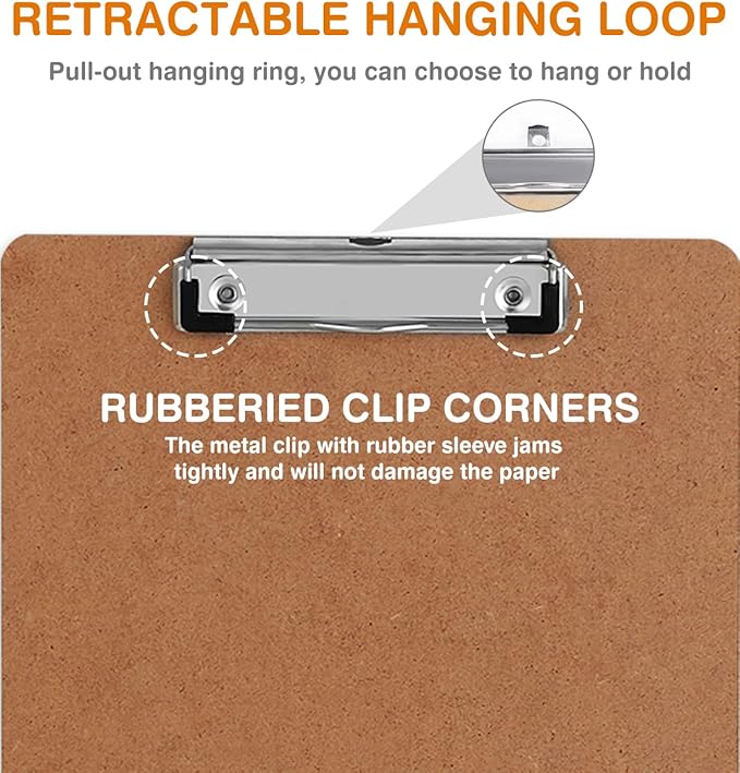 Clipboards, HERKKA 32 Pack Hardboard Office Clipboards Low Profile Clip Standard A4 Letter Size, ECO Friendly