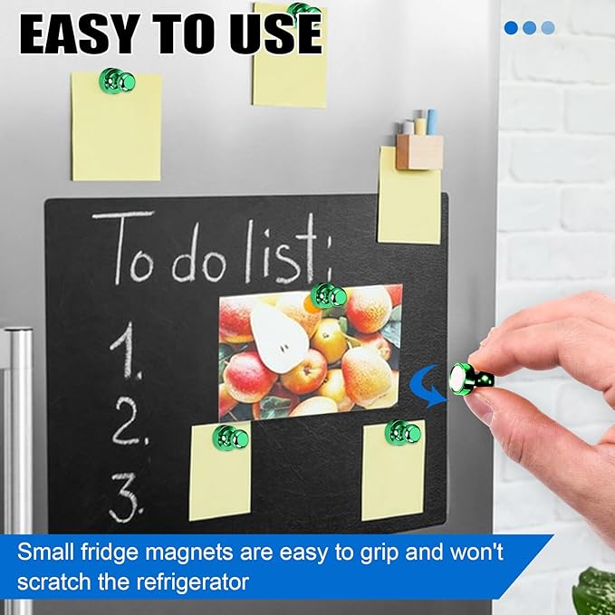 LOVIMAG Refrigerator Magnets, 20 Pack Fridge Magnets Green Strong Magnets for Whiteboard, Small Neodymium Magnets for Fridge, Ideal for Lockers, Kitchen, Office, Map,Home Decorative