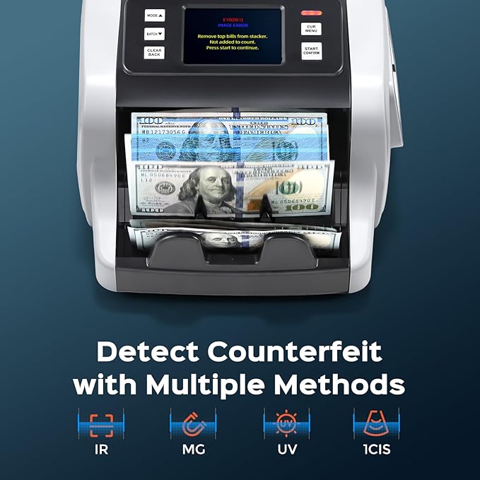 Bonvoisin Money Counter Machine Mixed Denomination, Cash Counter Machine with Counterfeit Detection, Bill Counter with Batch, ADD and Count Mode