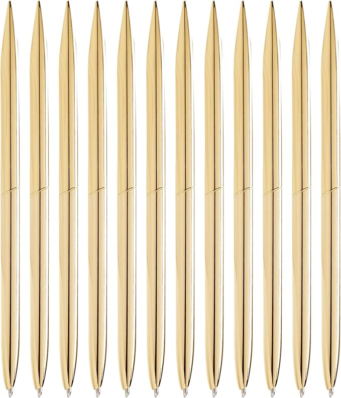 Juvale Gold Ballpoint Pens - Pack of 12, 1 mm Medium Point, Black Ink - Metal Twist-Action Design for Consistent Ink Flow - Pens for Wedding Guest Book & Gold Office Supplies