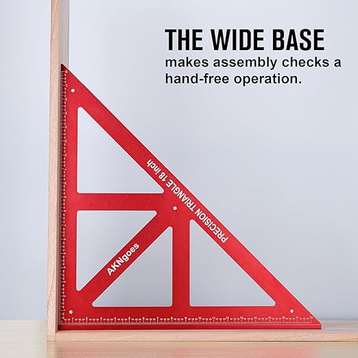 Precision Triangle Square 18inch, Metric & Imperial Scale Framing Square for Precise 90 and 45-Degree Measurement, Aluminum Alloy Architect Ruler for Carpenter
