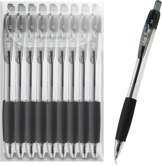 White Bay Retractable Ballpoint Pens Black Ink, Medium Point (1mm), 18-Pack
