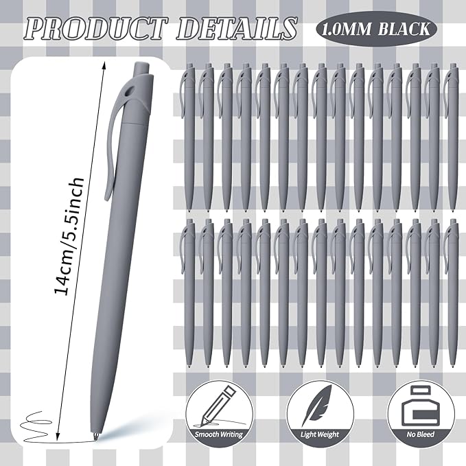Fulmoon 150 Pcs Ink Click Pens Bulk Gel Writing Retractable Ballpoint Pens 1.0 mm Medium Point No Bleed Bulk for Office Supplies Teacher Stationery(Grey)