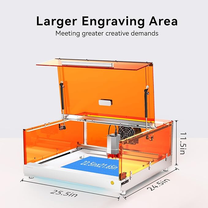 TOOCAA 20W Laser Engraver with Air Assist, No-Charge Software, Laser Cutter and Engraver Machine with Enclosure,Status Atmosphere Light for Tumblers Wood Metal Acrylic