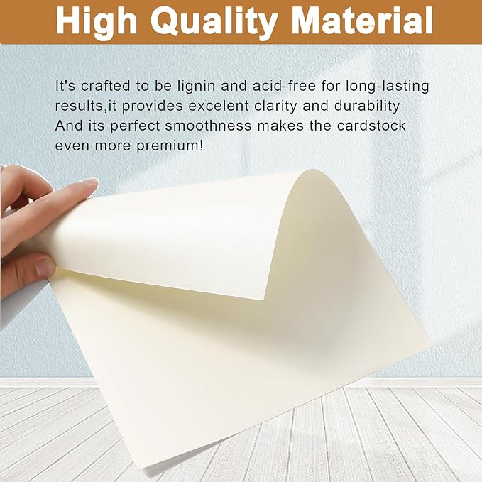 28 Sheets Cream Shimmer Cardstock 8.5 x 11 Off White Paper, 92lb Heavyweight Glossy Paper Card Stock for DIY Cards Making, Business Cards, Wedding Invitations, School Crafting, Menus