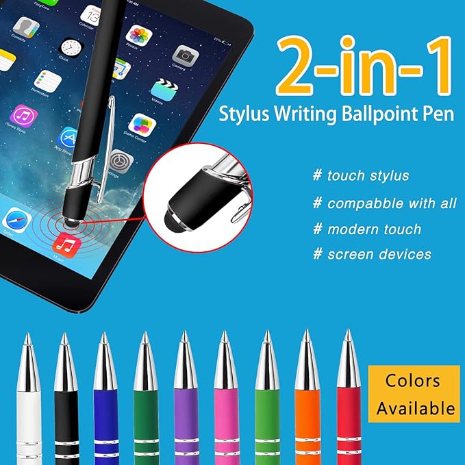 Max 500 Pcs Personalized Pens Bulk, Custom Pens with Free Engraving, Customized Stylus Tip Ballpoint Pen with Your Name Massage Text for School Office Business Graduation Anniversaries-500 Packs