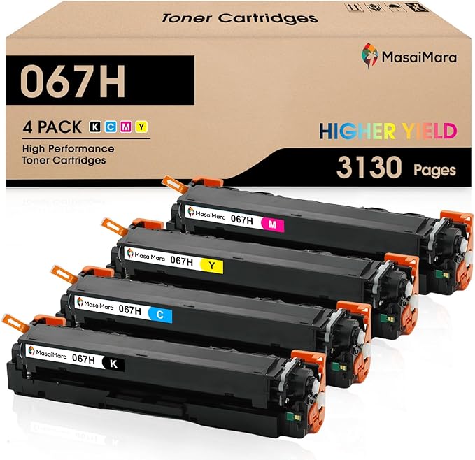 MasaiMara 067H 067 H High Capacity Compatible Toner Cartridges Replacement for Canon imageCLASS LBP633Cdw LBP632Cdw MF652Cdw MF653Cdw MF654Cdw MF656Cdw Printer(Black Cyan Magenta Yellow, 4-Pack)