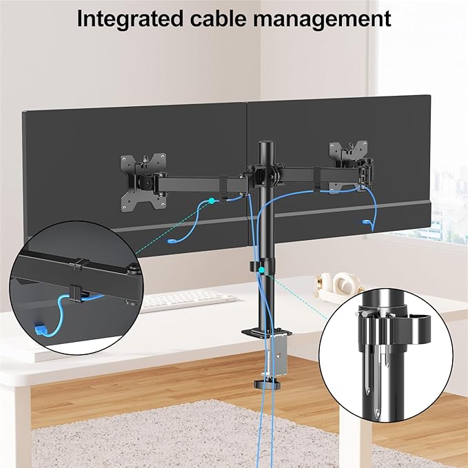 MOUNT PRO Dual Monitor Mount Fits 13-32 Inch/17.6lbs LCD Screen, Computer Monitor Desk Mount, Articulating Monitor Arm, Height Adjustable Display Stand for 2 Monitors, VESA Mount 75x75/100x100mm