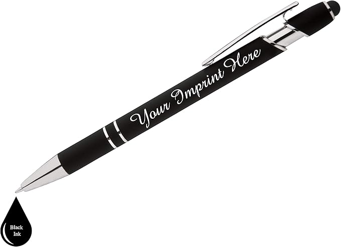 Up to 500 Pcs Custom Pens Bulk | Rainbow of Colors | Soft-Touch Metal Black Ink Personalized with Name or Message (Black, 250 pcs)