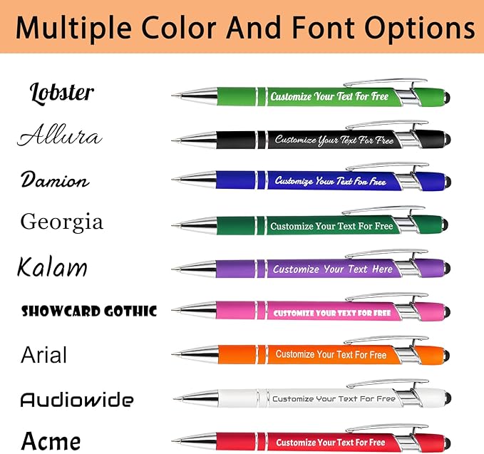 Max 500 Pcs Personalized Pens Bulk, Custom Pens with Free Engraving, Customized Stylus Tip Ballpoint Pen with Your Name Massage Text for School Office Business Graduation Anniversaries-30 Packs