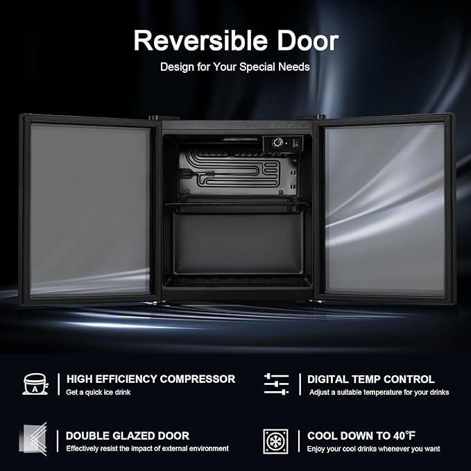 Antarctic Star Mini Fridge Cooler - 12 Bottle 48 Can Beverage Refrigerator Glass Door for Drinks or Beer Wine –Small Drink Dispenser for Home, Office or Bar, Electronic Temperature Control，1.3cu.ft.