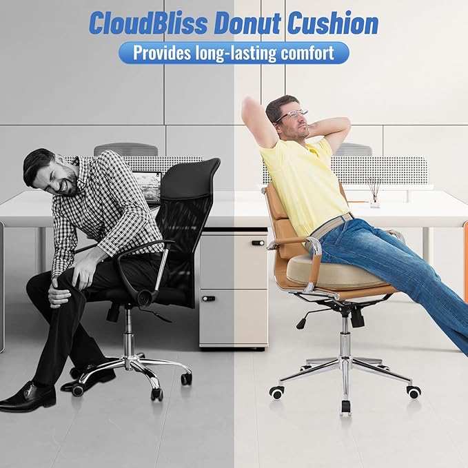 CloudBliss Donut Pillow Seat Cushion Chair Pad for Tailbone Pain Relief and Hemorrhoids, Memory Foam Seat Chair Cushion for Men and Women for Home & Office, (Khaki)