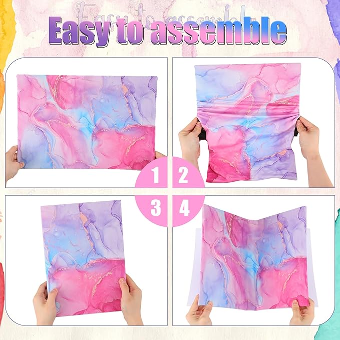 Yexiya 6 Pcs Stretchable Book Cover Jumbo Fabric Book Covers Colorful Pattern Book Protector Washable Reusable Protective Textbook Cover for Hardcover Textbooks up to 9 x 11 in (Marble Pattern)
