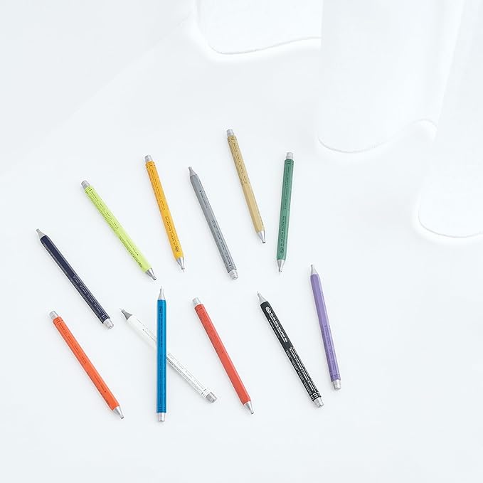 MARK'STYLE days, Gel Ink Metal Ballpoint Pen - 0.5mm Retractable Black Ink, Retro styling Light Weigh Pen, Made in Japan- Perfect for School, Office, and Journaling (White)