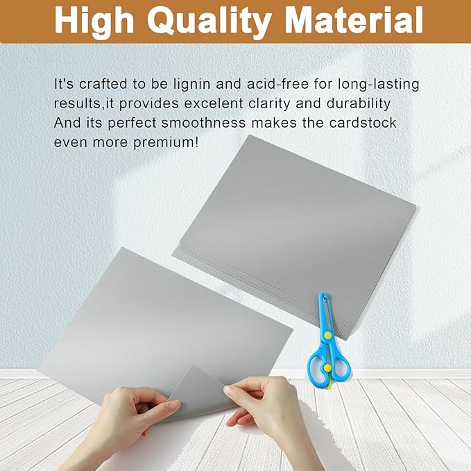 120 Sheets Shimmer Silver Cardstock 8.5 x 11 Craft Paper, 250gsm/92lb Heavyweight Certificate Paper Card Stock for DIY Card Making, Wedding Invitations, Thank You Cards, Business Cards