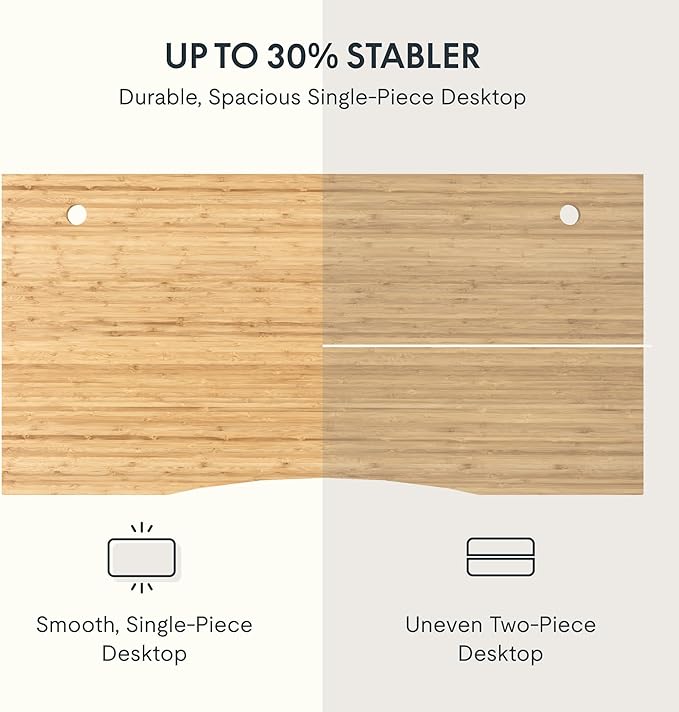 FLEXISPOT EN2 Whole-Piece Bamboo Standing Desk with Clamp Power Strip, 55 x 28 Electric Stand Up Height Adjustable Desk with Cable Management (Grey Frame + 55" Bamboo Top, 2 Packages)