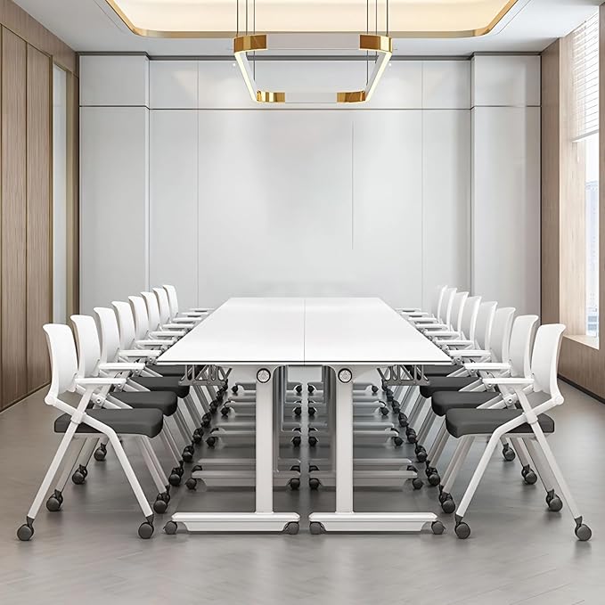 4Pack Conference Room Table, Folding Conference Table for Office Classroom, Mobile Training Tables with Casters Silent Wheels, Large Rectangular Convertible Modular Seminar Tables (L47.2in)
