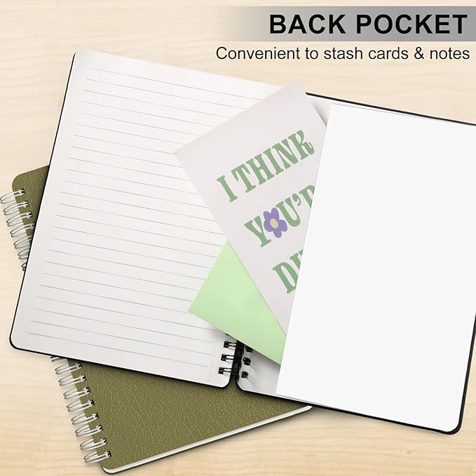 Lined Spiral Journal Notebook, A4 Hardcover Leather Notebook for Work, 8.5''×11'', 100GSM Thick Paper Spiral Bound Journaling Notebooks for Women & Men Office School Note Taking Business, Black