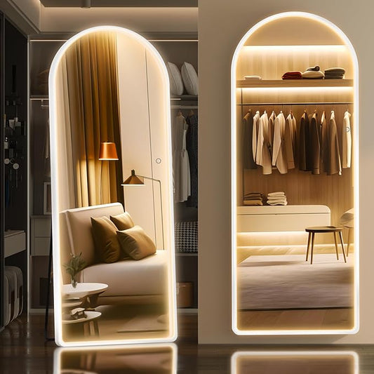 Hasipu 63" x 22" Led Mirror - Full Length, Arch Design, Wall Mounted with Dimming & 3 Color Modes