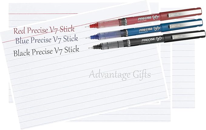Precise V7 Stick Rolling Ball Pens, Fine Point (.7mm), Red Ink, 6-pk; Bundle with Plastic Reusable Pouch