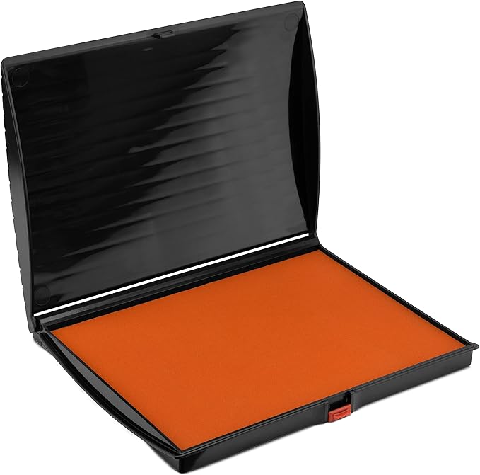 Large Premium Orange Ink Stamp Pad - 5" by 7" - Quality Felt Pad