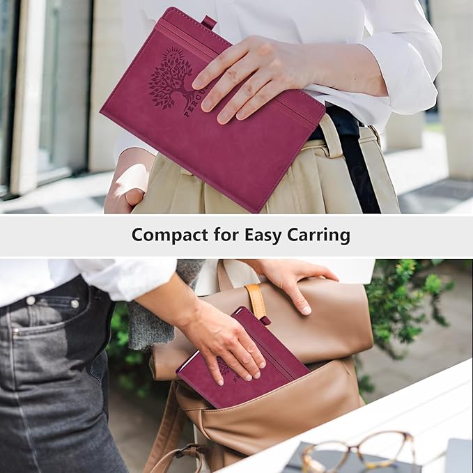 PERCUN Dotted Journal Notebook for Men & Women, 160 Pages Dot Grid notebook for Note Taking, Bullet Journaling Notebook for Work, School, Travel, Writing,A5 Hardcover 5.9" x 8.5" (Burgundy)