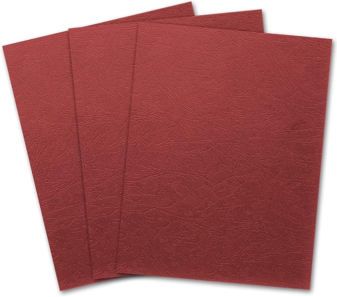 Binditek 100 Pack Grain Texture Paper Binding Presentation Covers, 8.5 x 11 Inches, 13Mil, 90lb, Un-Punched, Letter Size, Red, Office Supplies