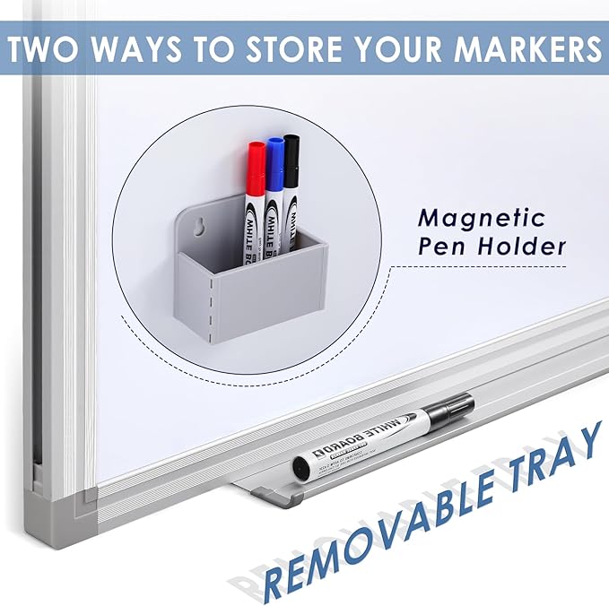 SWANCROWN 72" x 48" Dry Erase Board, Magnetic White Board for Wall, Large Marker Whiteboard with a Long Pen Tray for Class and Office