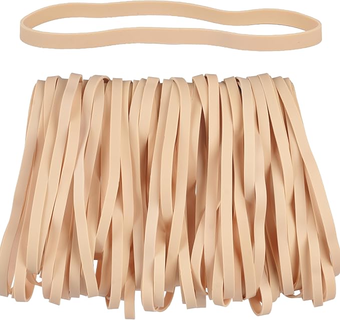 Rubber Bands 65Pcs Size#69 Big Elastic Rubber Band Large Beige Rubber Bands for Office Supplies File Folders Litter Box (5.9" x 0.24")
