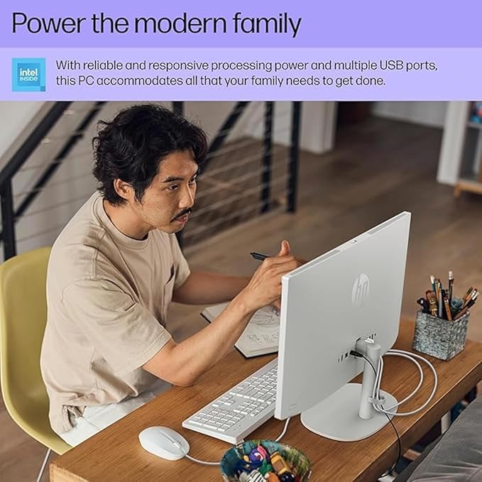 HP 22 inch FHD All-in-One Desktop Computer PC 2025 Flagship, 32GB RAM, 1.5TB Storage (1TB SSD + 500GB Ext), Intel Celeron CPU, Webcam, WiFi 6, HubxcelAccessory, Win 11 Pro, Lifetime Office 2024