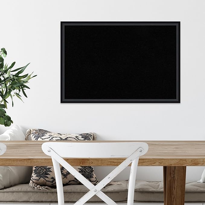 Amanti Art Black Cork Board for Wall, 17x25 Vision Board with Black Wood Frame, Medium Corkboard Office Decor for Home Organization, Modern Corkboard Pinboard to Display Items for Home Organization