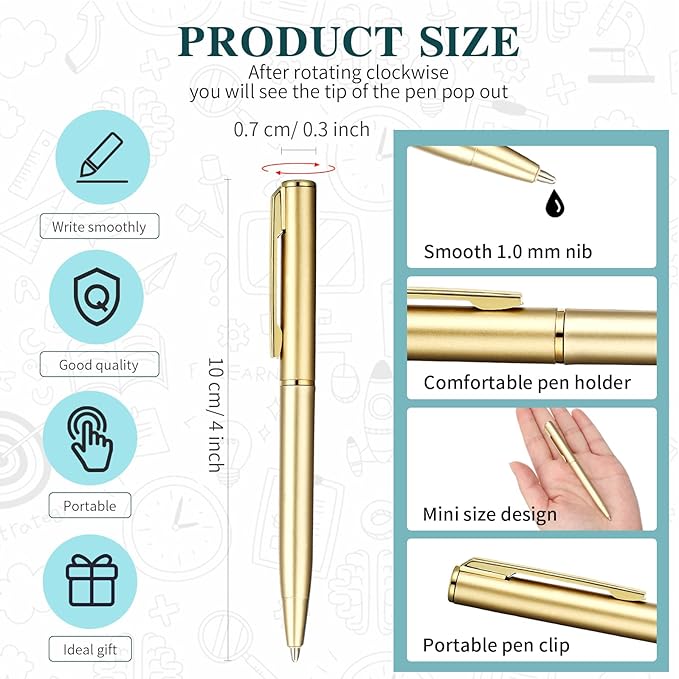 Teling 72 Pcs Small Ballpoint Pen Mini Pens Bulk 4 Inch Short Small Tiny Black Ink Ballpoint Writing Tool for Notebook Pockets Signature Notepads School Office(Multi Colors,Classic Style)