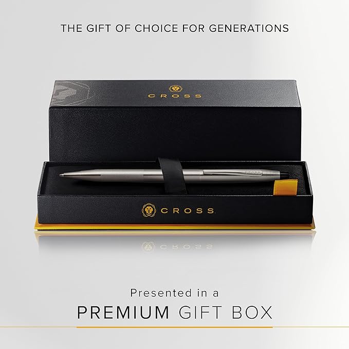 Cross Classic Century Refillable Ballpoint Pen Presented in a Luxury Gift Box - Medium Point, Black Ink, Titanium Gray Micro-knurl
