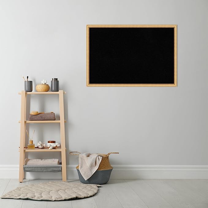 Amanti Art Black Cork Board for Wall, 26x38 Vision Board with Gold Wood Frame, Large Corkboard Office Decor for Home Organization, Casual Corkboard Pinboard to display items for home organization