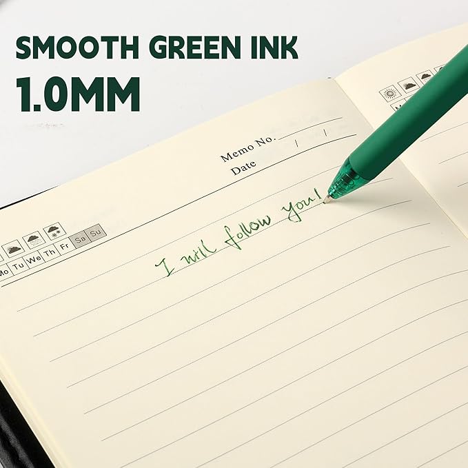 deegtran Pens Bulk, 50 Pack Smooth Green Ink Ballpoint Pen, Wholesale Retractable Pens, No Bleed Aesthetic Click Pen Medium Point, 1.0MM