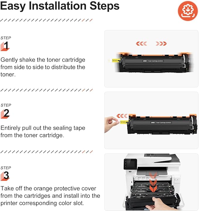 v4ink 206X 206A Toner Cartridge 4 Pack High Yield (Latest Upgraded Chip) Compatible Replacement for HP 206X W2110X W2111X W2112X W2113X use with Color Pro M255dw MFP M283fdw M283cdw M282nw Pirnter