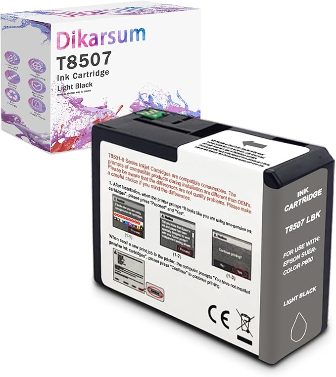 T850 Ink Cartridge Remanufactured T8507 T850700 Ink Cartridge Replacement for Surecolor P800 Printer(Light Black)
