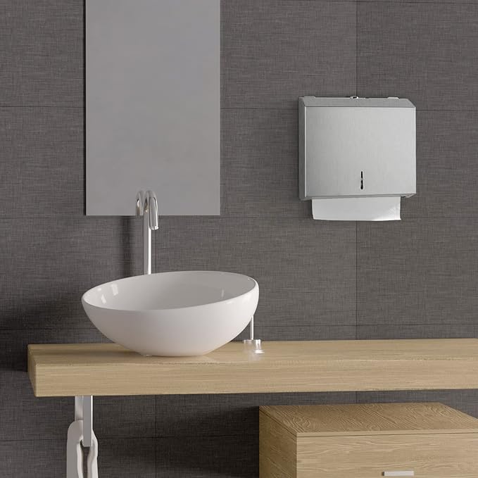 Paper Towel Dispenser Wall Mount - Multifold Trifold Paper Towel Dispensers, Large Capacity Stainless Steel Tissue Holder, Suitable for Bathrooms and Public Places