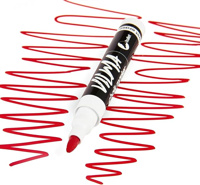 VILMA Liquid Chalk Markers 36 Pack – 12 Bright Colors – Wet Erase, Dust-Free, Non-Toxic Chalk Pens with Round Tip for Teachers, Classrooms, Chalkboards, Glass, Windows, LED Boards, Bistro Signs