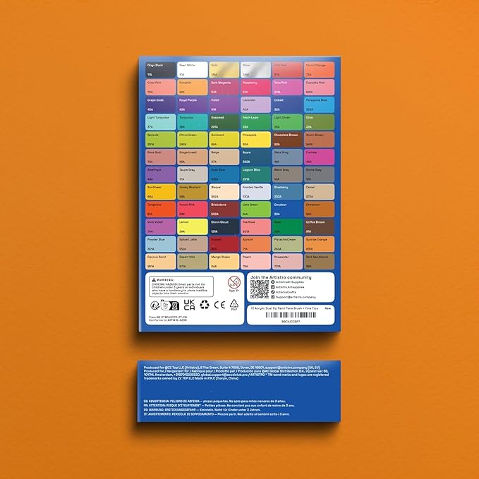 ARTISTRO 72 Dual Tip Fabric Markers - Acrylic Drawing Markers for All Ages & Levels - Fabric Paint Pens for Personalizing Clothes, T Shirts, Bags, Canvas, Textiles (Brush + Fine)