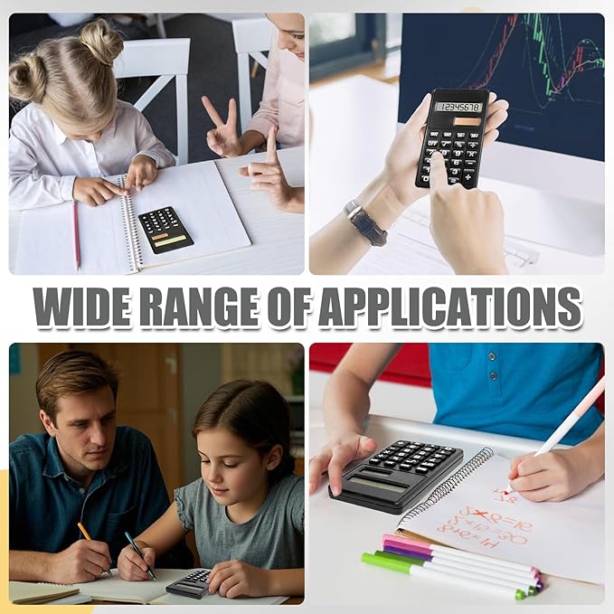 Basic Calculator, Mini Calculators Pocket Size Basic Calculators, 8 Digit Display Solar Battery Dual Power Function Calculator Bulk for Students Kids School Home Office (20)