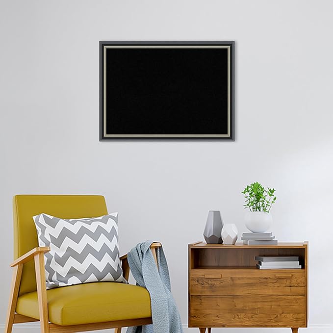 Amanti Art Black Cork Board for Wall, 23x31 Vision Board with Black Wood Frame, Medium Corkboard Office Decor for Home Organization, Modern Corkboard Pinboard to Display Items for Home Organization
