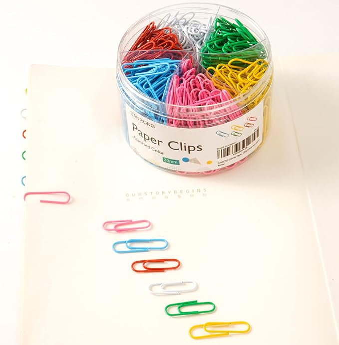 Colored Paper Clips,560 Pcs Medium 1.3 Inch (33 mm) Paper Clips Great for Office School Supplies Colorful Paperclip